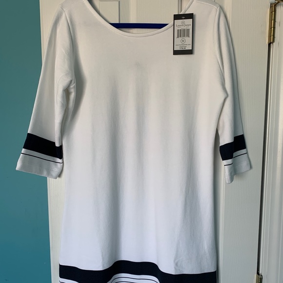 NWT. Lauren James Parker Knit Dress white & navy dress. Size Medium.+ free gift! - Picture 2 of 10